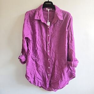 New Sundry Classic Front Button 100% Cotton Shirt/Swim Beach Cover-Up Med NWT